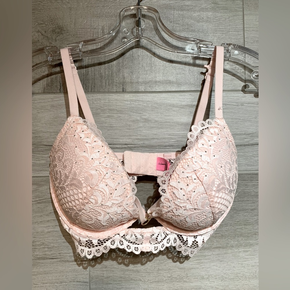 La Senza Beyond Sexy Ultimate Plunge Bra 32 DD- pink lace